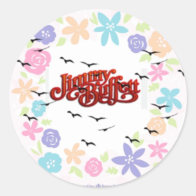 Pegatina Redonda Jimmy Buffett el hombre, (Anverso)