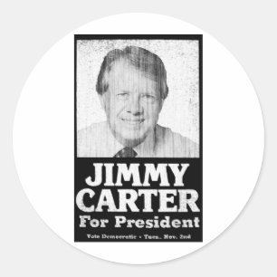 Pegatina Redonda Jimmy Carter apenó blanco y negro