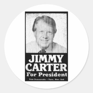 Pegatina Redonda Jimmy Carter Es Blanco Y Negro