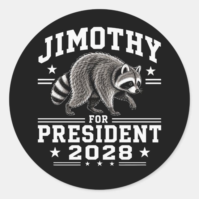 Pegatina Redonda Jimothy presidente 2028 (Anverso)