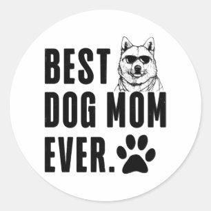 Pegatina Redonda Jindo Mami Coreana Mejor Mamá Perro Que Nunca