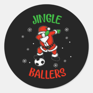 Pegatina Redonda Jingle Ballers Navidad Fútbol Santa Fútbol