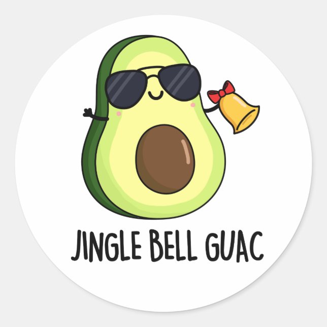 Pegatina Redonda Jingle Bell Guac Funny Aguacate Pun (Anverso)