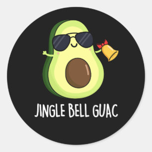 Pegatina Redonda Jingle Bell Guac Funny Aguacate Pun Dark BG