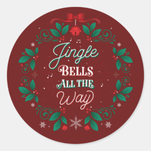 Pegatina Redonda Jingle Bells Todo el Camino Navidad Stickers