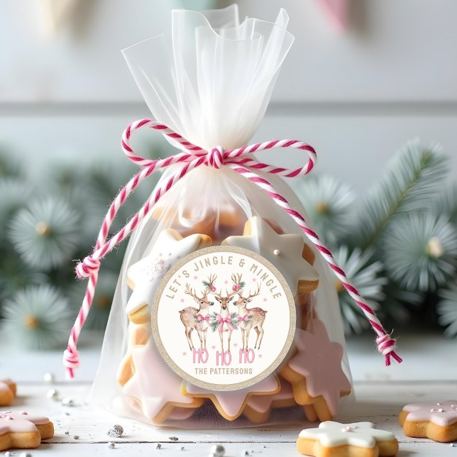 Pegatina Redonda Jingle de renos y mingle personalizado con navidad (Subido por el creador)
