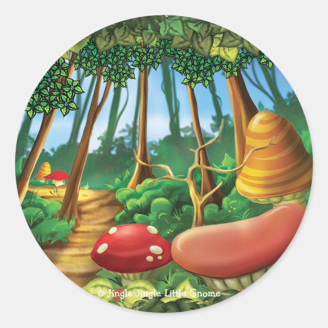 Pegatina Redonda Jingle Jingle Little Gnome Forest Pegatinas (Anverso)