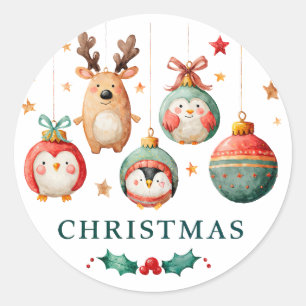Pegatina Redonda Jingle Joy Ornament Parade