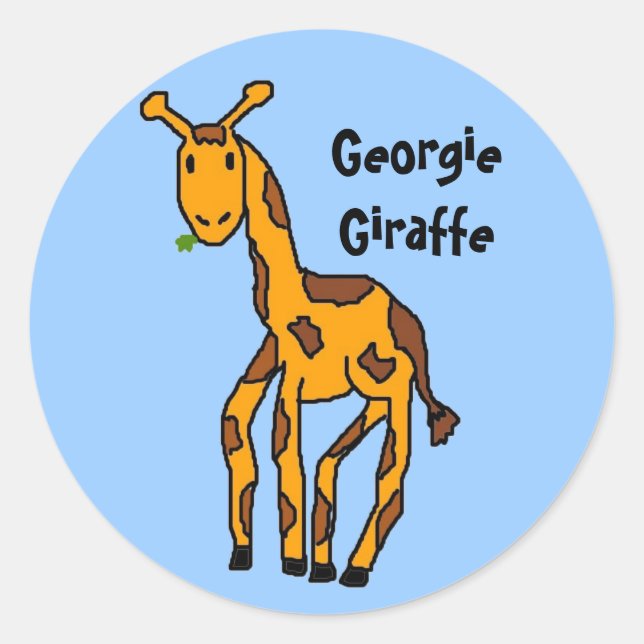 Pegatina Redonda jirafa2, GeorgieGiraffe (Anverso)