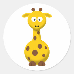 Pegatina Redonda Jirafa de Dibujos Animados