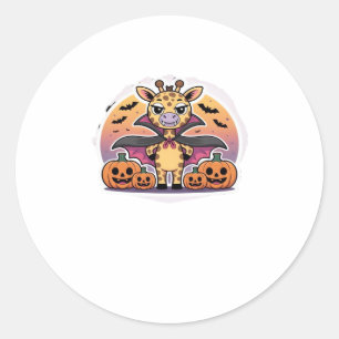Pegatina Redonda Jirafa de Halloween vampiro lindo � Animaciones di