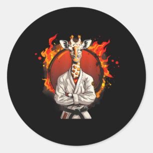 Pegatina Redonda Jirafa de Karate Artes Marciales Mma Taekwondo