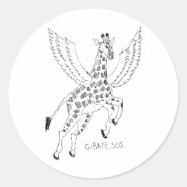 Pegatina Redonda Jirafa + pegaso = Jirafaso