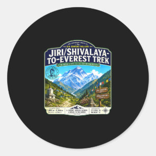 Pegatina Redonda Jiri shivalaya a trekking vintage de everest monta