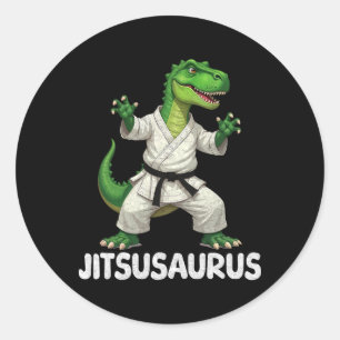 Pegatina Redonda Jitsusaurus Dinosaur Karate Artes Marciales Entusi