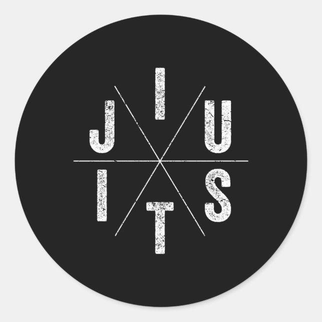 Pegatina Redonda Jiu Jitsu Bjj brasileño Jiu Jitsu (Anverso)