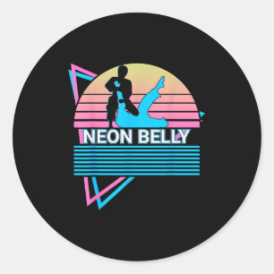 Pegatina Redonda Jiu Jitsu Bjj Divertido Retro Neon Vientre