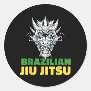 Pegatina Redonda Jiu Jitsu Brasileño Grappling - MMA BJJ Dragón