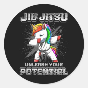 Pegatina Redonda Jiu Jitsu Brasileño MMA y Grappling BJJ Dabbing