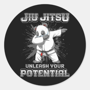 Pegatina Redonda Jiu Jitsu Brasileño MMA y Grappling BJJ Dabbing
