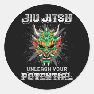 Pegatina Redonda Jiu Jitsu Brasileño MMA y Grappling BJJ Oni