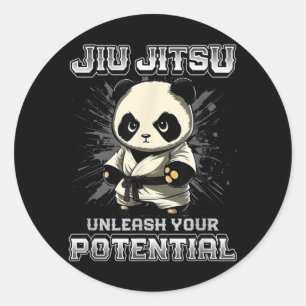 Pegatina Redonda Jiu Jitsu Brasileño MMA y Grappling BJJ Panda