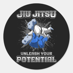 Pegatina Redonda Jiu Jitsu Brasileño MMA y Lucha BJJ