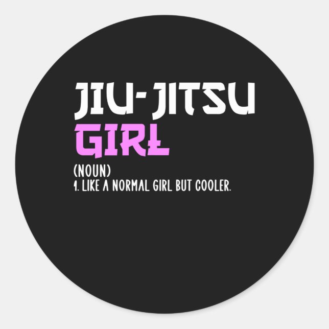 Pegatina Redonda jiu-jitsu chica (Anverso)