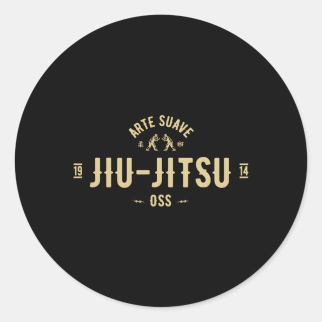 Pegatina Redonda Jiu Jitsu E Suave Oss Bjj (Anverso)