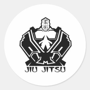 Pegatina Redonda Jiu Jitsu - El luchador se prepara
