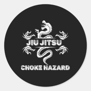 Pegatina Redonda Jiu Jitsu Estrangulamiento Peligro Karate Boxeo Mu