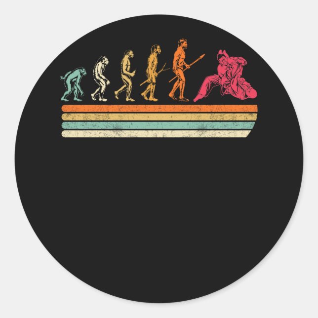 Pegatina Redonda Jiu Jitsu Evolution T-Shirt BRAZILIAN JITSU MMA (Anverso)