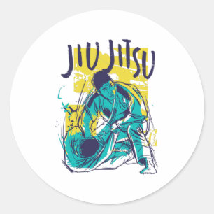 Pegatina Redonda Jiu Jitsu Grunge