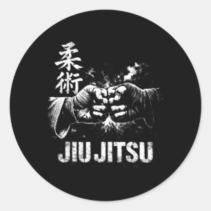 Pegatina Redonda Jiu Jitsu Japonés Judo Artes Marciales BJJ Lucha