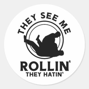 Pegatina Redonda Jiu jitsu me ve Rollin'