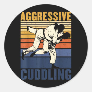 Pegatina Redonda Jiu Jitsu MMA BJJ Judo Acurrucamiento Agresivo
