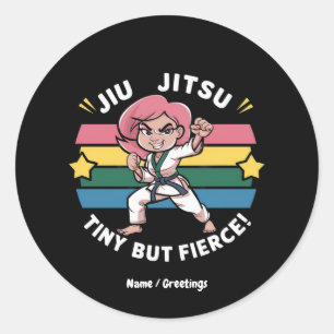 Pegatina Redonda Jiu Jitsu Pequeño Pero Feroz Empoderan La Confianz
