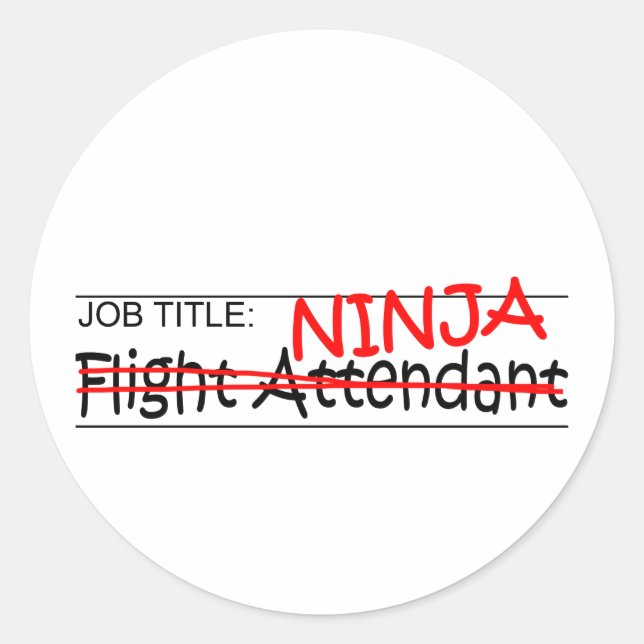 Pegatina Redonda Job Title Ninja - Operador de vuelo (Anverso)