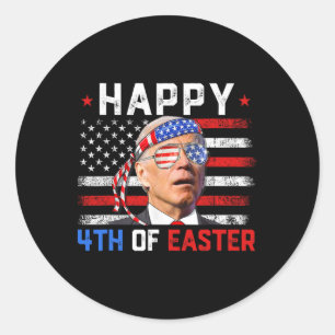Pegatina Redonda Joe Biden Dazed Happy 4Of Easter America 4th