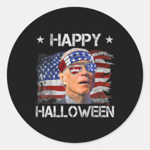 Pegatina Redonda Joe Biden divertido cuarto 4 de julio feliz Hallow