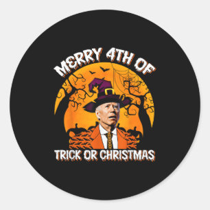Pegatina Redonda Joe Biden Feliz 4º de Halloween Truco o Trato Ch