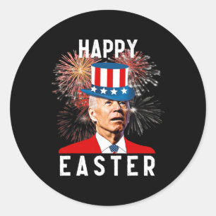 Pegatina Redonda Joe Biden Feliz Pascua Por Diversión 4 De Julio