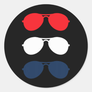 Pegatina Redonda Joe Biden Gafas de sol Rojo Azul Blanco Fun políti