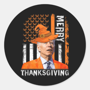Pegatina Redonda Joe Biden Happy Halloween Merry Thankending US F