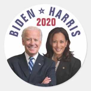 Pegatina Redonda Joe Biden Kamala Harris 2020 Vicefotos del preside