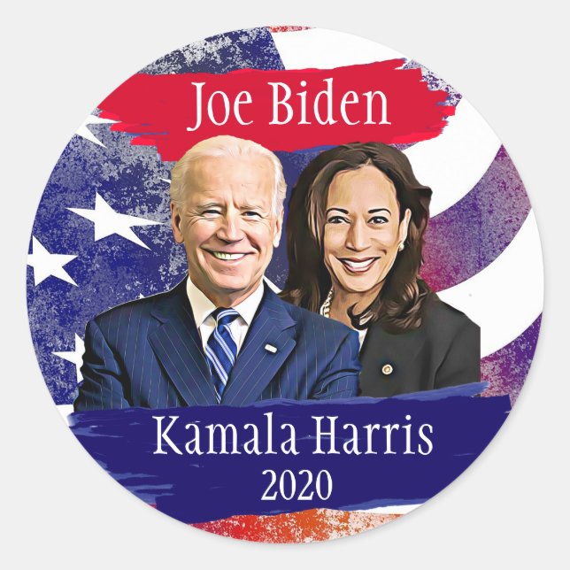Pegatina Redonda Joe Biden y Kamala Harris 2020 (Anverso)