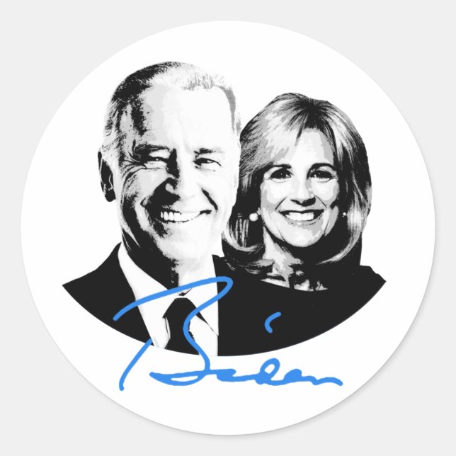 Pegatina Redonda Joe y Jill Biden Signature (Anverso)