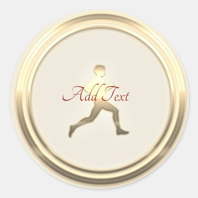 Pegatina Redonda Jogger Athletics Marathon Runner Hiker (Anverso)