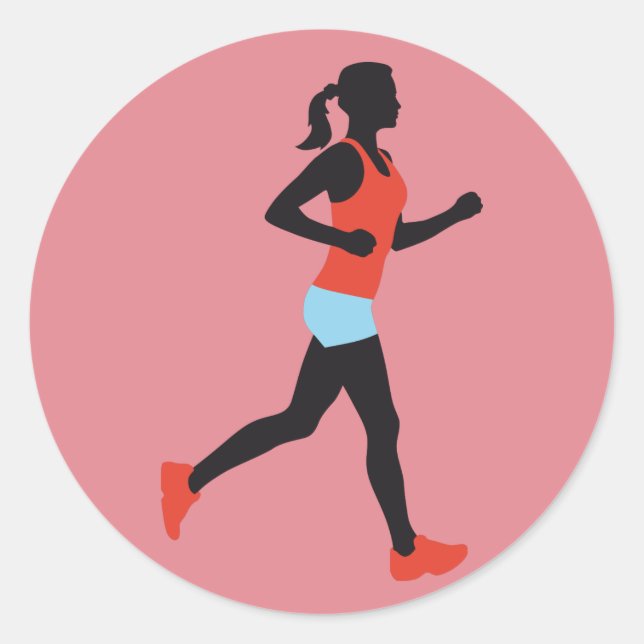 Pegatina Redonda jogging woman (Anverso)
