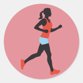 Pegatina Redonda jogging woman